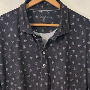 Johnnie-O NC State Polo Size XXL All Over Wolfhead Print